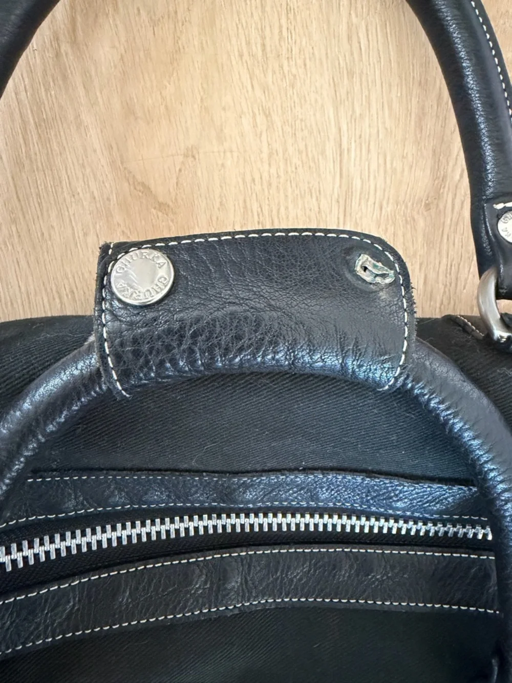 Vintage Large Ghurka Original Collection Black Twill Leather Luggage Duffle Bag